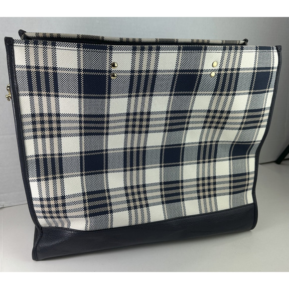 Coach Dempsey Garden Plaid Large Tote Bag W/ Matching Wallet in Navy Blue EUC - Picture 7 of 16